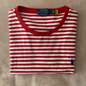 Large Red and White Stripe Polo Shirt